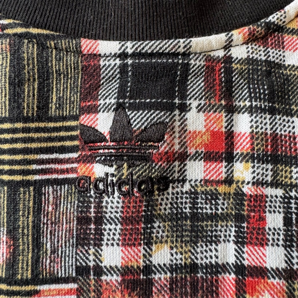 Trendy Plaid Patchwork Adidas HER Studio London Sweatshirt XXS - Picture 13 of 14
